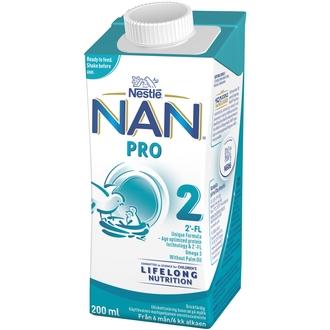 Nestlé Nan 200Ml Pro 2 Maitopohjainen Käyttövalmis Vierotusvalmiste kalorit ja ravintosisältö