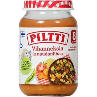 Piltti 190G Vihanneksia Ja Naudanlihaa Lastenateria 8Kk kalorit ja ravintosisältö