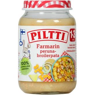 Piltti 190G Farmarin Peruna-Broilerpata Lastenateria 1-3V kalorit ja ravintosisältö