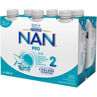 Nestlé Nan 6X500ml Pro 2Maitopohjainen Käyttövalmis Vierotusvalmiste
