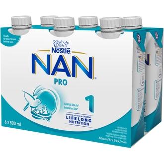 Nestlé Nan 6X500ml Pro 1 Maitopohjainen Käyttövalmis Äidinmaidonkorvike