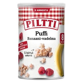 Piltti Puffi 35G Banaanin Ja Vadelman Makuisia Riisi- Ja Vehnänaksuja 8Kk kalorit ja ravintosisältö