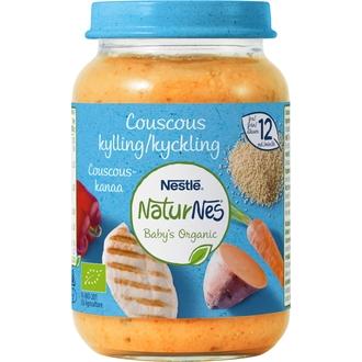 Nestlé Naturnes 190G Luomu Kuskusia Ja Kananlihaa Lastenateria 12 Kk kalorit ja ravintosisältö - 66 kcal