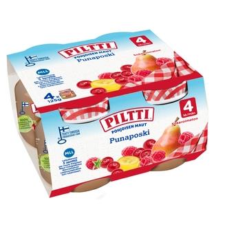 4Xpiltti 4X125g Pohjoisen Maut Punaposki Marja- Ja Hedelmäsose 4Kk