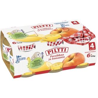Piltti 6X125g Persikkaa Ja Banaania Hedelmäsose 4Kk