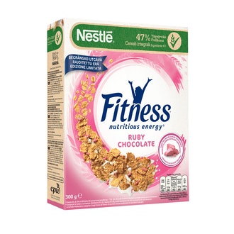 Nestlé Fitness Ruby Chocolate täysjyvämuro 300g Limited Edition kalorit ja ravintosisältö - 403 kcal