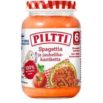 Piltti 190G Spagettia Ja Jauhelihakastiketta Lastenateria 6Kk kalorit ja ravintosisältö