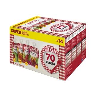 Piltti Hedelmäsoselajitelma 14X90g Omena-Päärynäsose, Omena-Persikkasose, Omena-Mangosose, Omena-, Banaani-Mansikkasose Annospussi