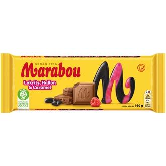 Marabou Lakrits, hallon&caramel suklaalevy 160g kalorit ja ravintosisältö - 523 kcal