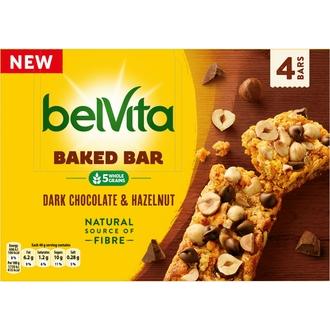Belvita Baked Bar Dark Chocolate&Hazelnut Välipalakeksi 160G kalorit ja ravintosisältö - 416 kcal
