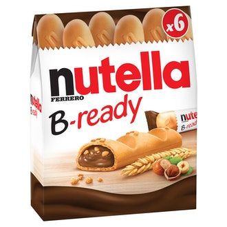 Nutella B-Ready Rapea Vohveli Täytettynä Hasselpähkinä-Kaakaolevitteellä Ja Vehnämuroilla 6Kpl/135G kalorit ja ravintosisältö