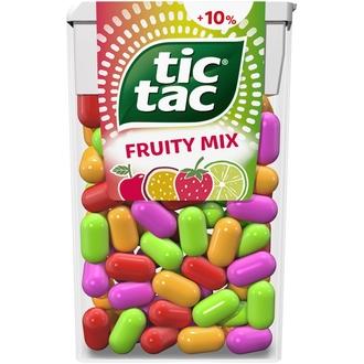 Tic Tac 54g hedelmänmakuisia pastilleja makuina kirsikka, passionhedelmä, sitruuna-lime, mansikka-minttu. kalorit ja ravintosisältö