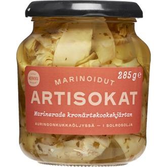 Herkku marinoidut artisokansydämet auringonkukkaöljyssä 285 g kalorit ja ravintosisältö - 119 kcal