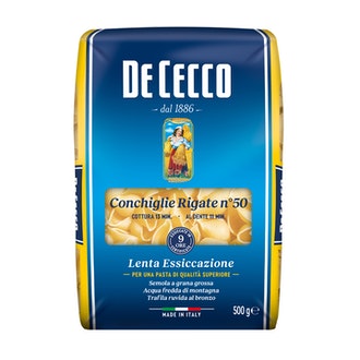 De Cecco Conchiglie Rigate 500g kalorit ja ravintosisältö