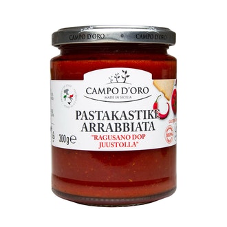 Campo Doro Pastakastike Arrabbiata Ragusano D.O.P juustolla 300g kalorit ja ravintosisältö - 89 kcal