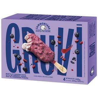 Sammontana Gruvi Mustikka jäätelöpuikko 4 x 60g = 240g/300ml monipakkaus kalorit ja ravintosisältö