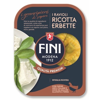 Fini täytetty tuorepasta ricotta ja yrtti 250g kalorit ja ravintosisältö - 218 kcal