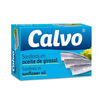 Calvo sardiinit auringonkukkaöljyssä 120g/84g kalorit ja ravintosisältö