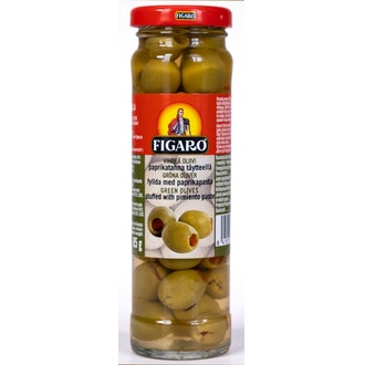 Figaro vihreä oliivi 142g/85g paprikapasta täytteellä kalorit ja ravintosisältö