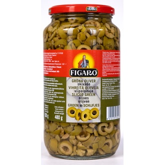 Figaro vihreä oliivi 935g/480g viipaloitu kalorit ja ravintosisältö