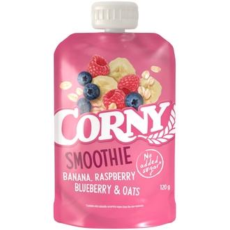 Corny Smoothie banaani, vadelma, mustikka & kaura 120g kalorit ja ravintosisältö