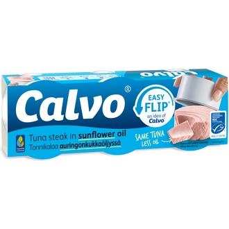 Calvo tonnikala auringonkukkaöljyssä MSC 3x65/52g kalorit ja ravintosisältö