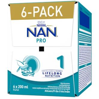 Nestle NanPro1 äidinmaidonkorvike 6x200ml kalorit ja ravintosisältö - 67 kcal