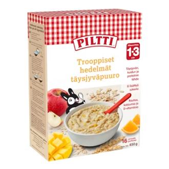 Piltti Trooppiset hedelmät täysjyväpuurojauhe 1-3v 450g kalorit ja ravintosisältö - 422 kcal