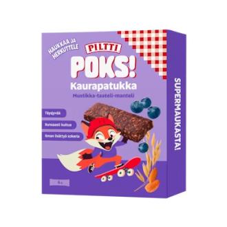 Piltti Poks kaurapatukka 4x23g mustikka-taateli-manteli kalorit ja ravintosisältö - 367 kcal