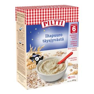 Piltti Iltapuuro täysjyvästä puurojauhe 6kk 410g kalorit ja ravintosisältö - 422 kcal