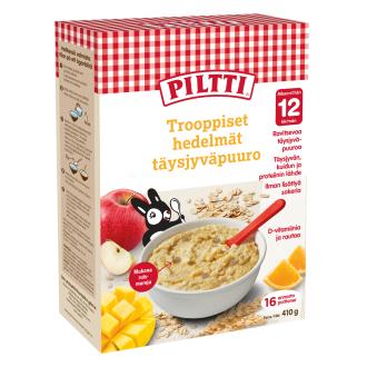 Piltti Trooppiset hedelmät täysjyväpuurojauhe 410g 1-3v kalorit ja ravintosisältö - 421 kcal
