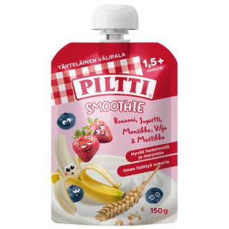 Piltti Smoothie banaani, mansikka & vilja 1,5v+ 150g kalorit ja ravintosisältö - 71 kcal