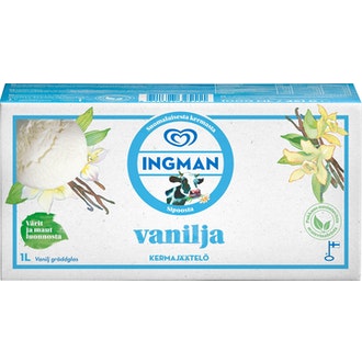 Ingman 1l jäätelö kotipakkaus vanilja kalorit ja ravintosisältö