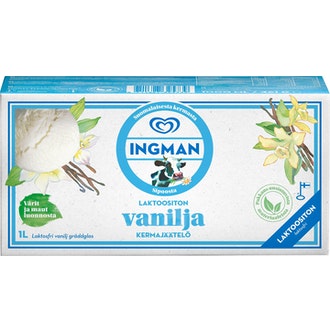 Ingman vaniljajäätelö 1l laktoositon kalorit ja ravintosisältö
