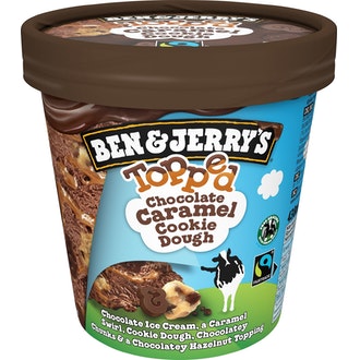 Ben & Jerry's Topped Chocolate Caramel & Cookie Dough 438ml/409g kalorit ja ravintosisältö