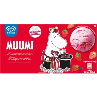 Ingman Muumi kermajäätelö Muumimamman hillopurnukka mansikka 1000ml/450g kalorit ja ravintosisältö