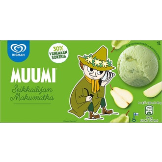 Ingman Muumi Kermajäätelö Seikkailijan makumatka Päärynä 1000ml/451g kalorit ja ravintosisältö