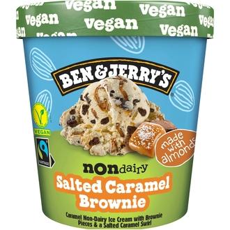 Ben & Jerry's Non-Dairy Salted Caramel Brownie pint-jäätelö 465ml/391g kalorit ja ravintosisältö