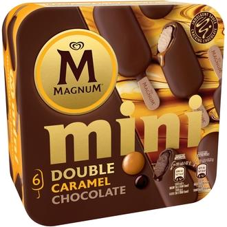 Magnum Mini Double Caramel & Chocolate Jäätelö Monipakkaus 330ml/323g 6 kpl kalorit ja ravintosisältö