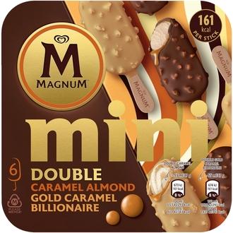 Magnum  Mini Double Caramel Almond & Double Gold Caramel Billionaire 6MP Jäätelö Monipakkaus  330ml/282g 6 kpl kalorit ja ravintosisältö