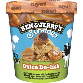 Ben & Jerry's Sundae Dulce De-Lish Jäätelö 427ml/350g kalorit ja ravintosisältö - 216 kcal