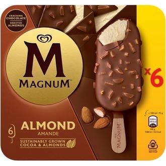 Magnum Almond Jäätelö Monipakkaus 600ml/450g 6 kpl kalorit ja ravintosisältö