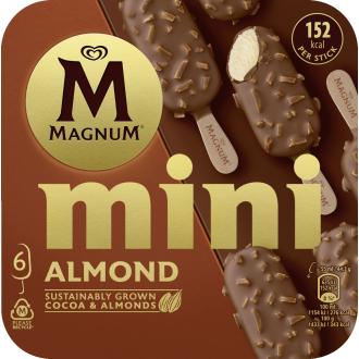 Magnun Mini almond monipakkaus jäätelö 6kpl/265g kalorit ja ravintosisältö - 348 kcal