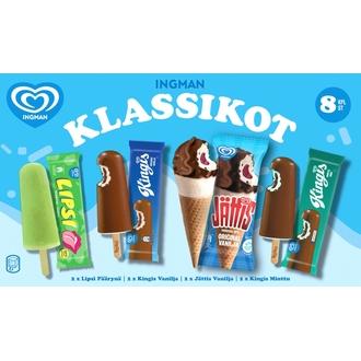 Ingman Klassikot Jäätelö Monipakkaus 842ml/546g 8kpl kalorit ja ravintosisältö