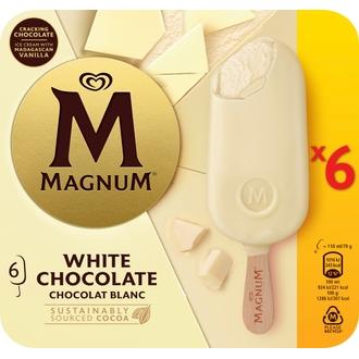 Magnum White Chocolate Jäätelö Monipakkaus 660ml/474g 6 kpl kalorit ja ravintosisältö
