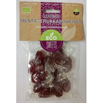 Eco Sweets Luomu Mustaherukkamakeiset 75g kalorit ja ravintosisältö - 380 kcal