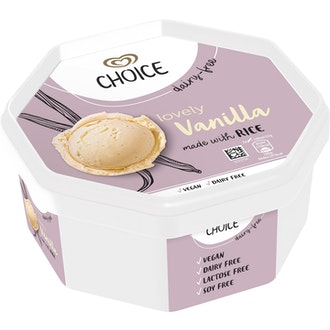Choice vegaani 750ML / 410g jäätelö Vanilja kalorit ja ravintosisältö