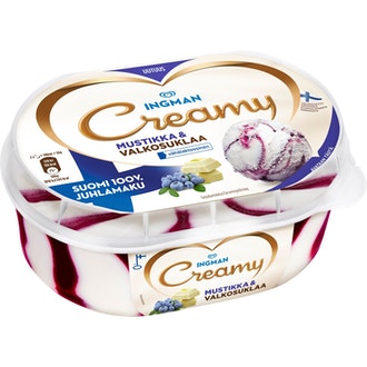Ingman Creamy 850ml Mustikka-valkosuklaa kalorit ja ravintosisältö
