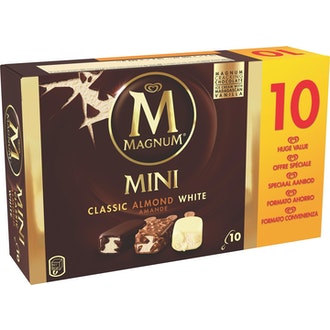 Magnum Mini Classic/Almond/White Jäätelö Monipakkaus 550ml/442g 10kpl kalorit ja ravintosisältö