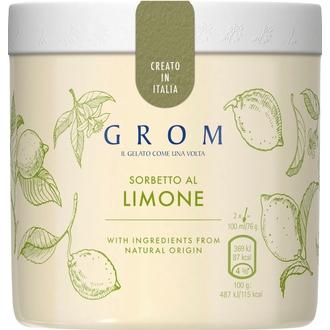 Grom 460Ml Lemon Sorbet Jäätelöpakkaus kalorit ja ravintosisältö - 87 kcal